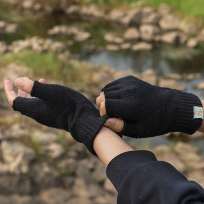 Otto & Spike Fingerless Gloves - Black