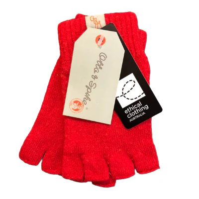 Otto & Spike Fingerless Gloves - Red - Image 2