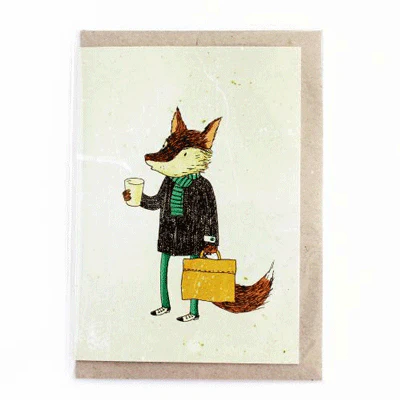 Surfing Sloth Card - Coffee Fox