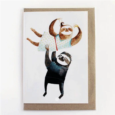 Surfing Sloth Card - Dancing Sloths