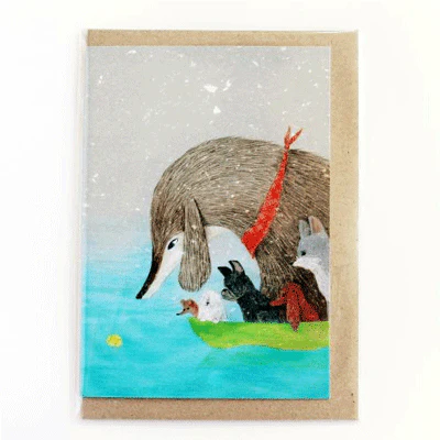 Surfing Sloth Card - Dogs & Ball
