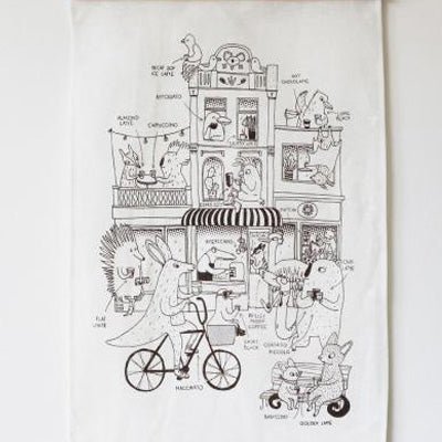 Surfing Sloth - Coffee City Tea Towel
