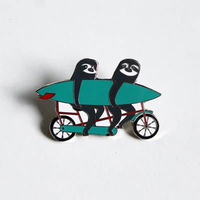Surfing Sloth Pins - Surfing Bike Sloths