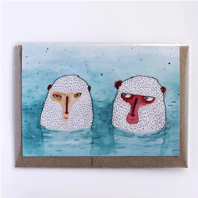 Surfing Sloth Card - Snow Monkeys